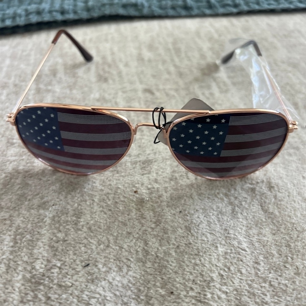 Aviator Sunglasses with American Flag Lenses
